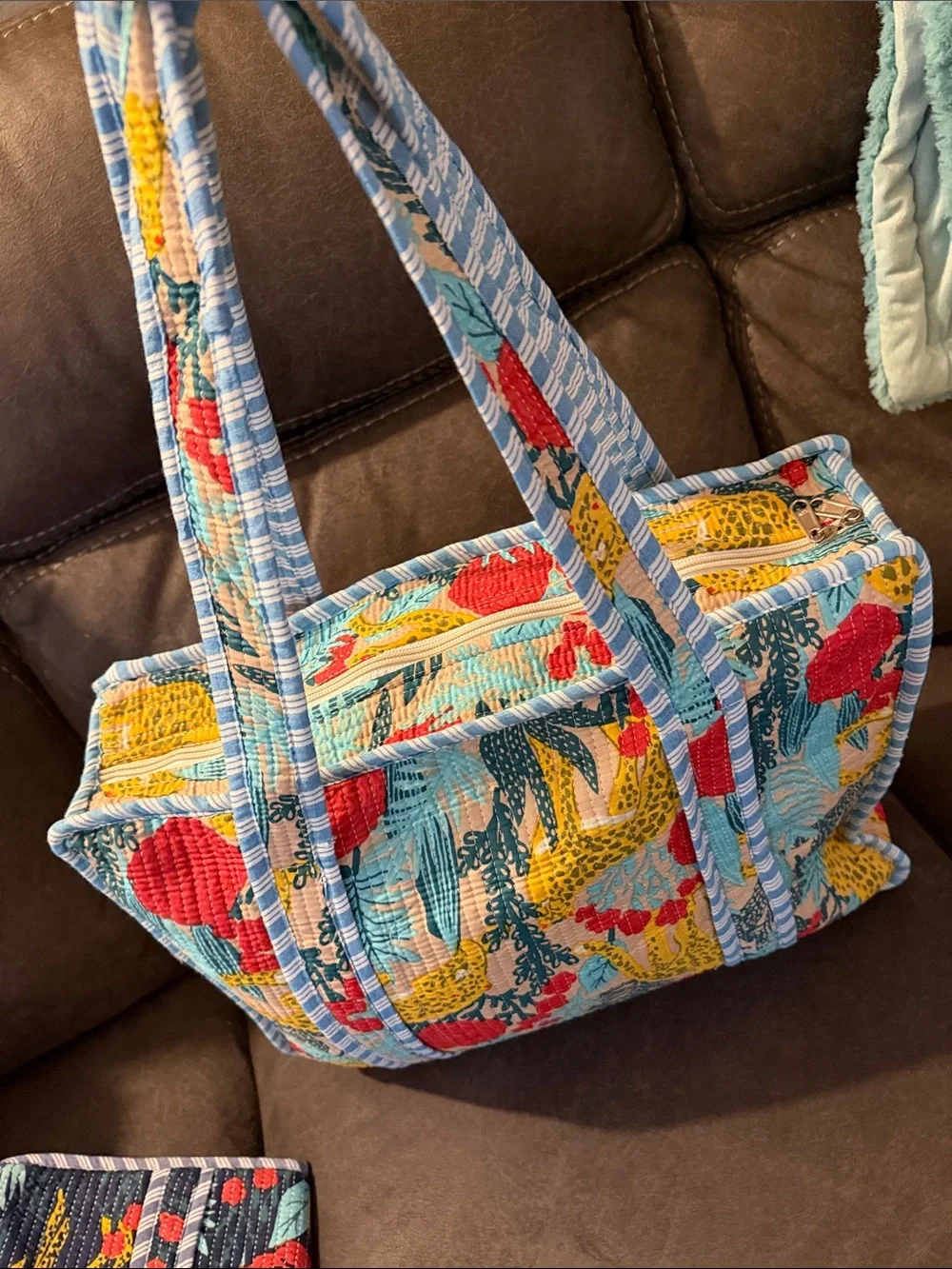 Karma Highway Quilted Cotton Tote Bag - Vibrant Floral Botanical Print